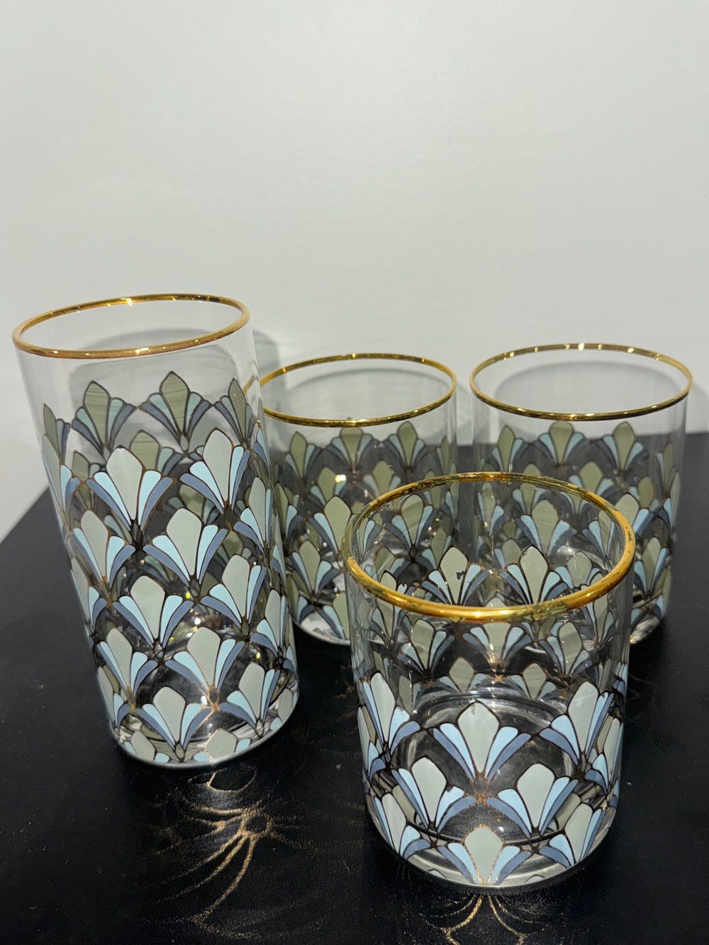 World Market Glass drinking cup set Gable Art Deco highball double old fashioned